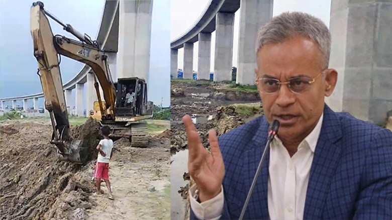 পদ্মা রেলসেতুর পিলারের নিচ থেকে মাটি কেট